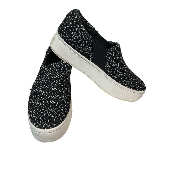 Vince Warren Tweed Knit Platform Slip On Sneakers Black White Size 6 - Picture 3 of 7
